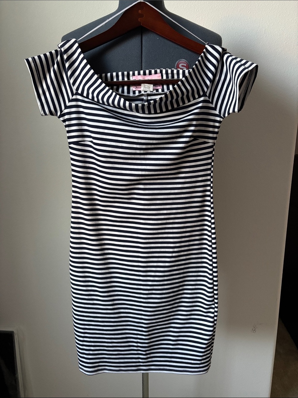Bettie Page Navy & White Striped Dress